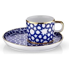 Karokstore Altın Yaldızlı El Dekoru 6 Kişilik Türk Kahve Fincan Takımı