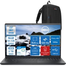 Dell Vostro 3530 Intel Core I7-1355U 64GB 2tb SSD Intel Iris Xe 15.6 Inç 120Hz Fhd 1920X1080 Freedos Taşınabilir Bilgisayar N1601PVNB3530F24+ZETTAÇANTA