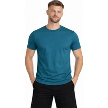 Axxel Erkek Petrol Kısa Kollu T-SHIRT-D405