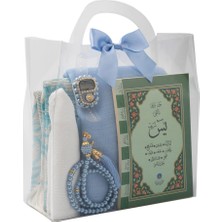 Hayrat Neşriyat Eşarp + Takke + Seccade + Tesbih + Zikirmatik + Esans + Yasin Hediye Seti (Çanta Boy, Mavi)