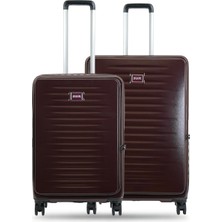 GROUND Fairytale 2'li Valiz Seti Orta-Büyük Körüklü Koyu Bordo - 10740