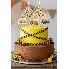 Inşaat Happy Birthday 4 Lü Doğum Günü Parti Seti Süsü Mumu