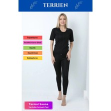 Terrien Yeni Seri Toparlayıcı Sıkılaştırıcı Şekillendirici Terleme Kadın Kısa Kollu Fermuarlı Sauna Takım