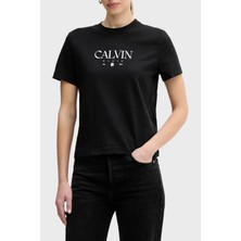 Calvin Klein Logolu % 100 Pamuk Slim Fit Bisiklet Yaka T Shirt LV047E813GUB1 Bayan T Shirt LV047E813G Ub1
