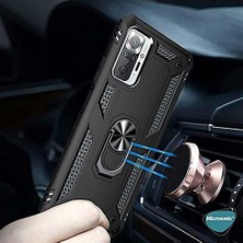 Karokstore 10 Pro Max Için Kılıf Military Ring Holder Siyah [ 10 Pro Max ile Uyumlu Kılıf - Siyah]