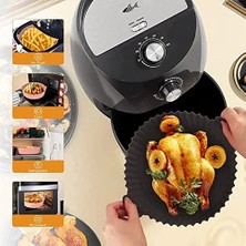 Karokstore Airfryer Silikon Pişirme Kabı, Yuvarlak Hava Fritözü Aksesuarı, Tüm Airfryerlara Uyumlu Yıkanabilir Leke Tutmaz Esnek Kızartma Tepsisi…