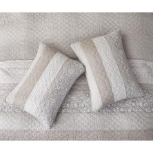 Karokstore Robyn 3 Parça Nötr Boz Kahverengi Gri Beyaz Çiçekli Çiçeği Yama Işi Çizgili Yorgan Seti - Önceden Yıkanmış Pamuklu Örtü - Hafif Ters Çevrilebilir Yatak Örtüsü, Battal Boy