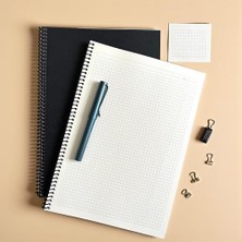 Karokstore Kareli Spiralli Not Defter, A4 Boyut (21X29,7 Cm), 60 Yaprak, 90GR. Ivory Kağıt, Ofis Için Ideal (Siyah Kapak)