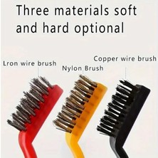 Karokstore 6'lı Mini Tel Fırça Seti Aspiratör Musluk Duşakabin Lavabo Fırın Ocak Mutfak Derz Banyo Tuvalet Pas Yağ Temizlik Bulaşık Fırçası 3 Çeşit Pirinç-Çelik-Naylon