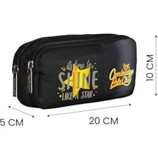 Karokstore Star Çift Ana Bölmeli Çocuk Ilkokul Çanta Set Siyah