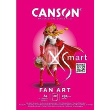 Karokstore Canson Xsmart Fanart, Çizim Kağıdı, Beyaz, Düz, 250 G/m², Uzun Sayfa, A4-21 x 29,7 Cm, Beyaz, 20 Yaprak, Renkli