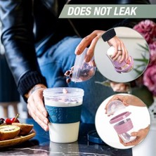 Karokstore Renkli And Go Kaşıklı Hazneli Meyveli Yoğurt Kabı Piknik Iş Atıştırmalık Diyet Müsli Granola Süt Bardağı (4'lü Set 2)