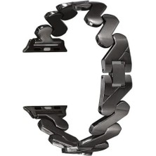 Karokstore Ile Uyumlu 38MM/40MM Kordon Krd-80 Metal Strap Kayış Siyah