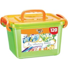 Karokstore Bıc Kids Boyama Seti - Çeşitli ve Canlı Renklerde 120 Adet Boyama Kalemli Büyük Kutu, 60 Adet Keçeli Kalem ve 60 Adet Kuru Boya Kalemi