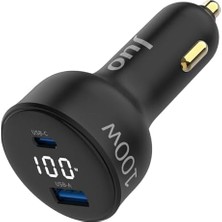 Karokstore Juo 100W LED Ekranlı Type-C + Usb-A Araç Şarj Aleti & & Notebook Araç Içi Şarj Cihazı