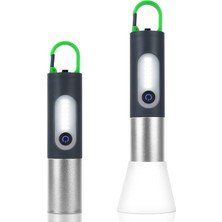 Karokstore Alüminyum Gövdeli 10W LED El Feneri | 1000 Lümen, Difüzörlü, USB Type-C Şarjlı, 4 Mod, Zoom Özellikli, Askılı, Masaüstü & Kamp Lambası | Taşınabilir ve Dayanıklı