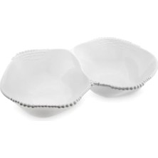 Karokstore Maris Melamin 2 Bölmeli Beyaz Servis Kase 32.6X24.6X7.1 cm