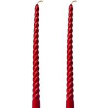 Karokstore (2 Adet 27.5cm) Mum Konik Şamdan Mumu Doğal Petek Mum Dekoratif Kırılmaz Damlamaz Mum Beeswax Candle (Kırmızı)
