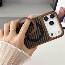 Karokstore 17 Pro Max ile Uyumlu Kılıf Karbon Fiber Görünümlü ile Uyumlu Stand Olabilen Carbon Tam Gövde Koruyucu Telefon Kılıfı Gray