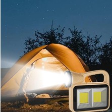 Karokstore Solar Güneş Enerjili Şarjlı LED El Feneri – 3W Ön Led, 2 Yan Cob, 16 Arka Smd, 1000 Lümen, 2400 Mah Powerbank, Type-C ve Solar Şarjlı Çok Modlu Işık