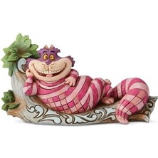 Karokstore Jim Shore Alice'in Traditions Harikalar Diyarında Cheshire Kedisi Ağaç Heykelcikleri, 6 Cm, Çok Renkli