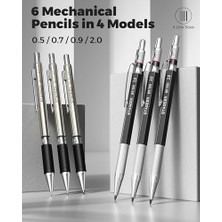 Karokstore Stageek 34 Adet Sanat Mekanik Kalem Seti, Çizim Kalem 0.5, 0.7, 0.9mm ve 3 Adet 2.0mm Mekanik Çizim Kalemleri ile 384 Adet Yol Açar (6b 4b 2b 2b Hb 2h 4h Renk) Sanatçı Eskiz Çizim Için