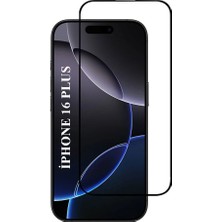 Elixem İphone 16 Plus Uyumlu Tam Kaplayan 5D Çerçeveli Ekran Koruyucu Temperli Cam