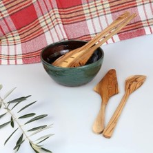 Karokstore Dusset Zeytin Ağacı Mutfak Gereçleri Seti – 4 Parça | El Yapımı, Çevre Dostu, Çizilmez Ahşap Pişirme Aletleri | Spatula Seti (4'lü Set)
