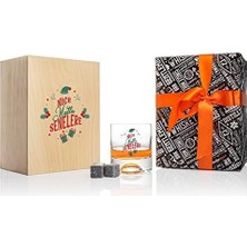 Karokstore Yeni Yıl Mesajlı Ahşap Kutulu Viski Kadeh Seti