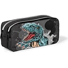 Karokstore Siyah Dinozor Kalem Çanta, Iki Bölmeli 22299