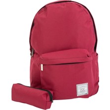 Karokstore Hsr Ortopedik Su Geçirmez Leptop Bölmeli Hafif Günlük ve Okul Sırt Çantası ve Kalemlik (Bordo)