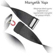 Karokstore Fit 4/fit 4 Pro/fit 3 ile Uyumlu Metal Hasırlı Kordon Manyetik Tasarımlı Terletmeyen Nefes Alan Hafif Yapılı Bileğe Göre Ayarlanabilen Deformasyona Dayanıklı Milano Kayış