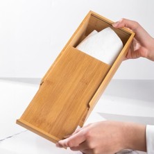 Karokstore 0006 Bambu Peçetelik Ahşap Dekoratif Peçetelik Masaüstü Peçetelik Peçete Düzenleyici Peçete Kutusu