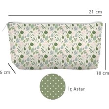 Karokstore Kanvas Bez Kalemlik, Kalem Kutusu, Cüzdan, Körüklü, Iç Astarlı, 21X10X6CM (Yeşil Yaprak)