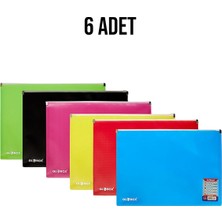 Globox Fermuarlı Dosya A4 6 Adet Karışık Renk