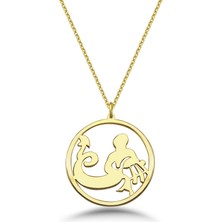 Mavili Gümüş Çember Kova Burcu Gümüş Kolye