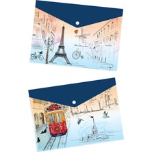 Viva Puti Desenli A4 Çıtçıtlı Dosya 2 Adet Puti Şehirleri