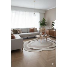 Türkeri Halı Organik Form Şekilli Özel Kesimli Dekoratif Halı – Krem Bej