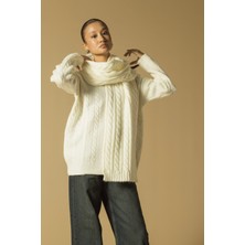 Nisan Triko Saç Örgülü Triko Atkı