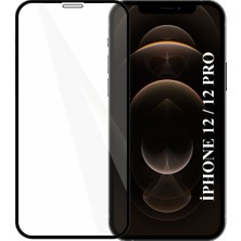 Elixem İphone 12 İphone 12 Pro Uyumlu Tam Kaplayan 5D Çerçeveli Ekran Koruyucu Temperli Cam