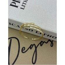 Hedef Bujiteri Gold Renkli Ayarlanabilir Üç Sıra Üçgen Zirkon Taşlı Bileklik