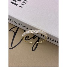 Hedef Bujiteri Gold Renkli Ayarlanabilir Birleşik Üç Sıralı Zirkon Taşlı Bileklik