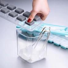 Hepta Collection Buz Silikon Tabanlı Kapaklı Pratik Kokusuz Buzluk, 12'li Buz Kalıbı, Silikon Tabanlı Buz Kalıbı, Pra