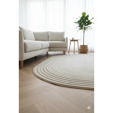 Türkeri Halı Geometrik Şekilli Özel Kesimli Dekoratif Modern Halı – Krem Bej