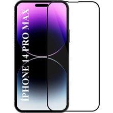Elixem İphone 14 Pro Max Uyumlu Tam Kaplayan 5D Çerçeveli Ekran Koruyucu Temperli Cam