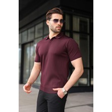 Madmext Mürdüm Polo Yaka Triko Erkek Tişört E7461