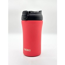 Noki Mug Çelik Termos 400 ml 12 Saat Sıcak ve Soğuk Kahve Içecek Termosu Kırmızı