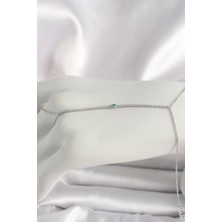 HERŞEYBURDAMODA Pirinç Gümüş Renk Su Yolu Zirkon Taşlı Taş Detaylı Kadın Şahmeran