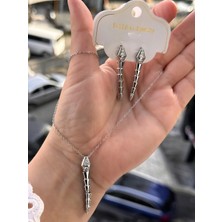 Ferro Gümüş Çelik Kadın Küpe ve Kolye Set FRJW10007A-A 2 Yıl Garantili Hediye Paketli