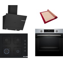 Bosch Siyah 3 Lü Ankastre Set 506 ( HUA717BR0T - POP6C6P31O - DWK67PJ60T ) - Buhar Destekli - Pişirme Matı ile